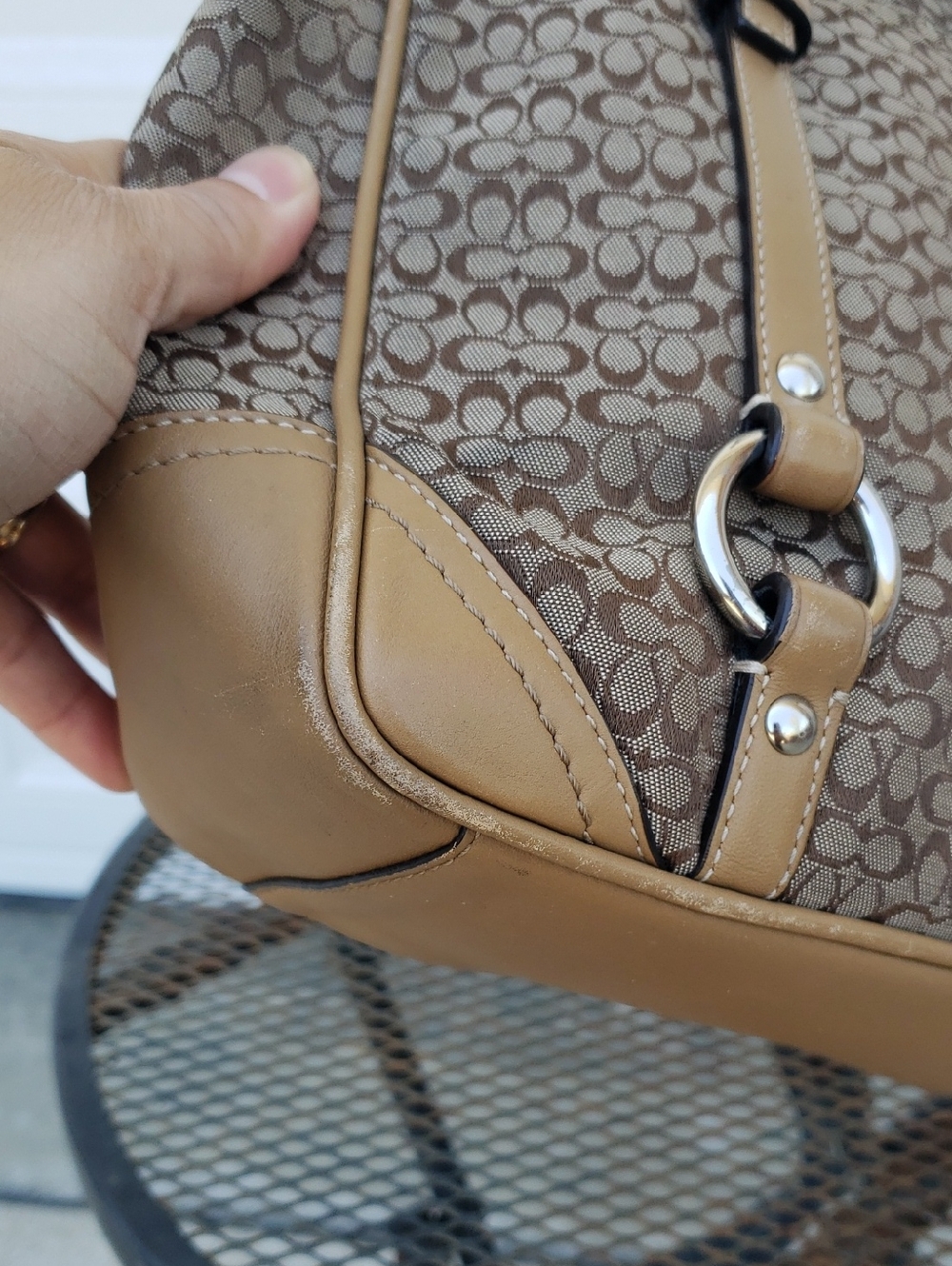 Coach Micro CC Jacquard Canvas Leather Gallery Tote Bag Monogram Y2K Classic - Picture 6 of 17